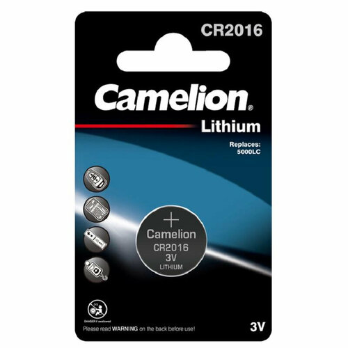 Батарейка Camelion CR2016 BL-1 (CR2016-BP1, литиевая,3V) батарейка литиевая camelion lithium таблетка 3v упаковка 1 шт cr2016 bp1 camelion арт cr2016 bp1