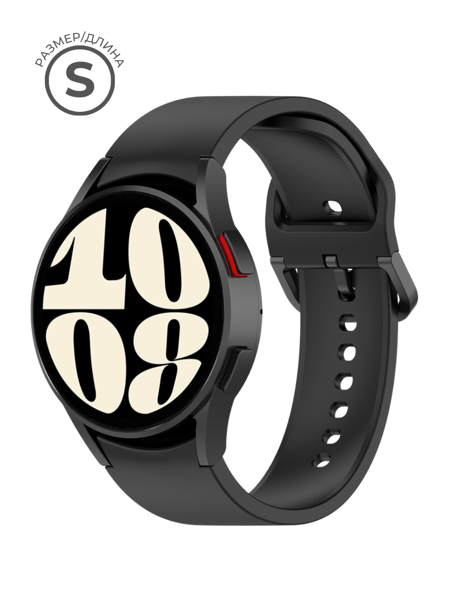 Силиконовый ремешок для часов Samsung Galaxy Watch 4 5 6 Classic Pro 40 42 43 44 45 46 47 мм mm черный