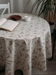 Скатерть полульняная столовая овальная, текстиль, лен/пэ, 260* 150 см, 1 штука