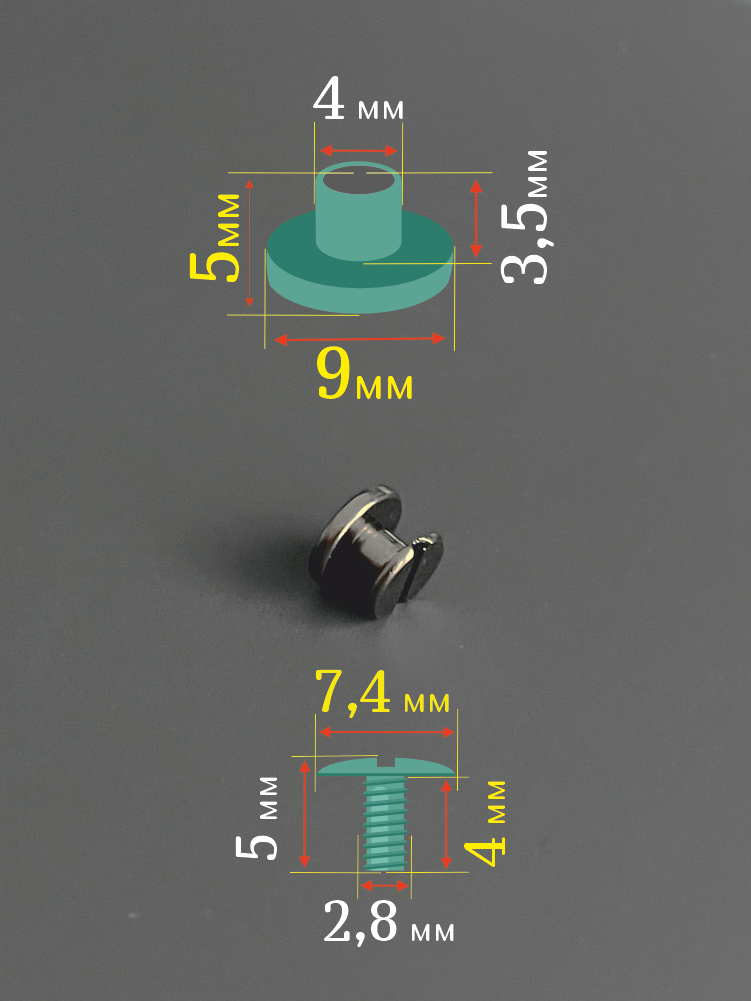 Винт ременной 9х5 мм, болт для ремня, винт Чикаго 5 мм, черный, 10шт. — фото 1