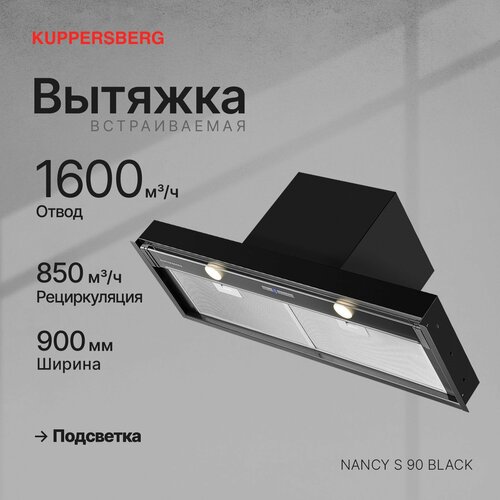 Вытяжка встраиваемая Kuppersberg NANCY S 90 Black 32693₽