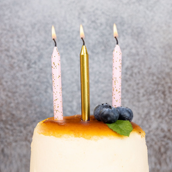 Свечи для торта парафиновые Riota Блеск, золото/розовый, 8 см, 12 шт