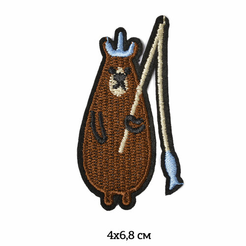 Термоаппликации вышитые арт. TBY.2208 Медведь с удочкой 4х6,8см, уп.10шт