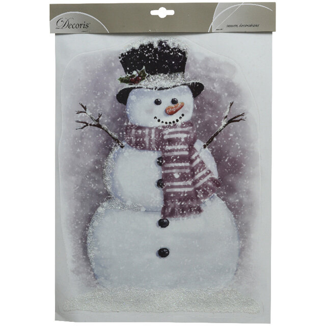 Новогодний стикер Рождественский Снеговик 40*30 см Kaemingk 520927-1