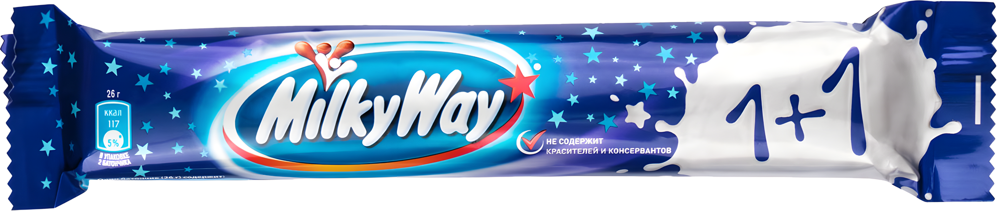 Батончик Milky Way "1+1" в молочном шоколаде с карамелью, 52 г, 2 шт. в уп.