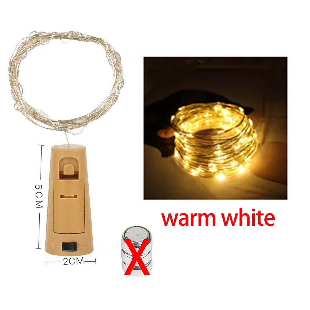 Светодиодная гирлянда для бутылок вина ALINMY 2 м многоцветный, 1m, warm white