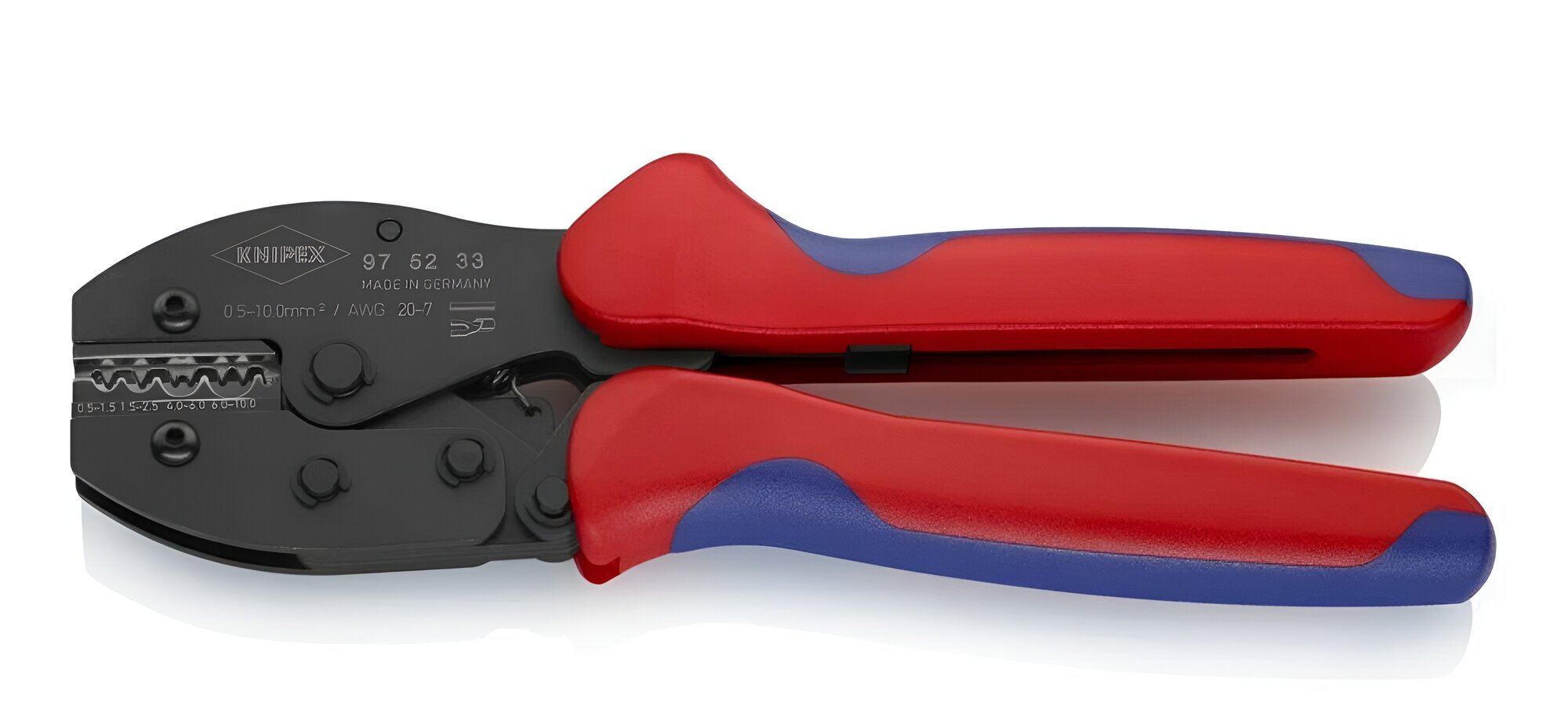 Пресс-клещи KNIPEX PreciForce, 4 гнезда, неизолированные гильзы DIN 46234/235/341/267, 0.5-10.0 кв. мм.