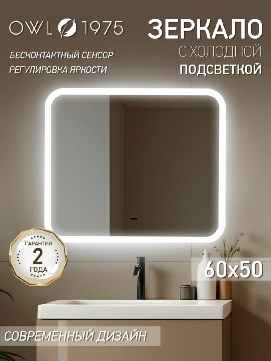 Зеркало для ванной настенное с подсветкой OWL 1975 Lyriel Lite 600х500 OW-00097052