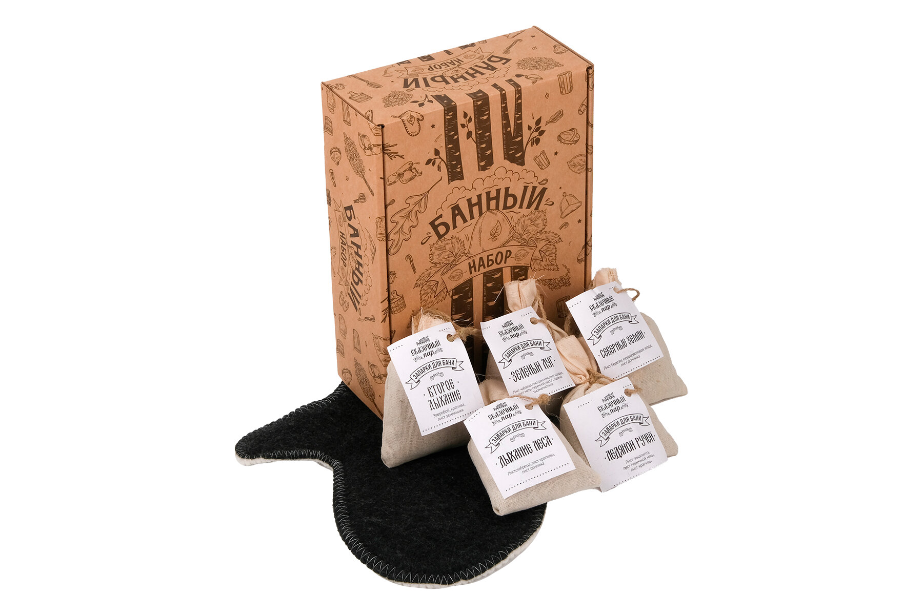 Подарочный набор банный с запарками №1 5 запарок и рукавица