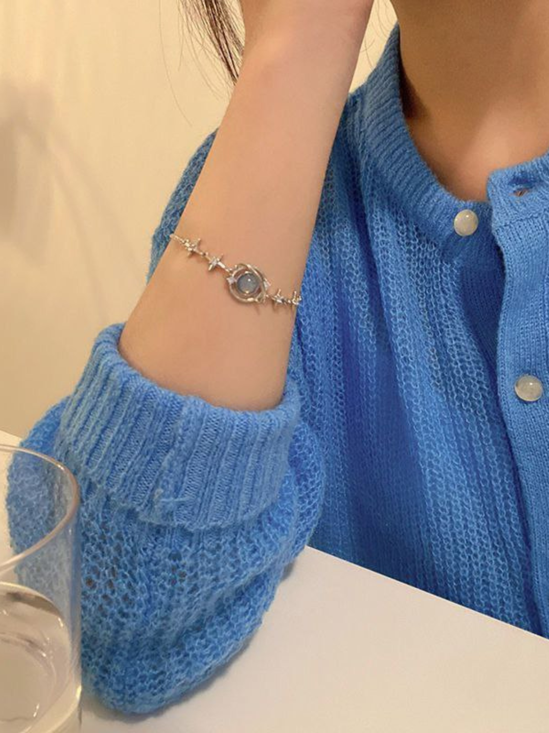 Набор браслетов, металл, размер 19 см, blue — фото 1