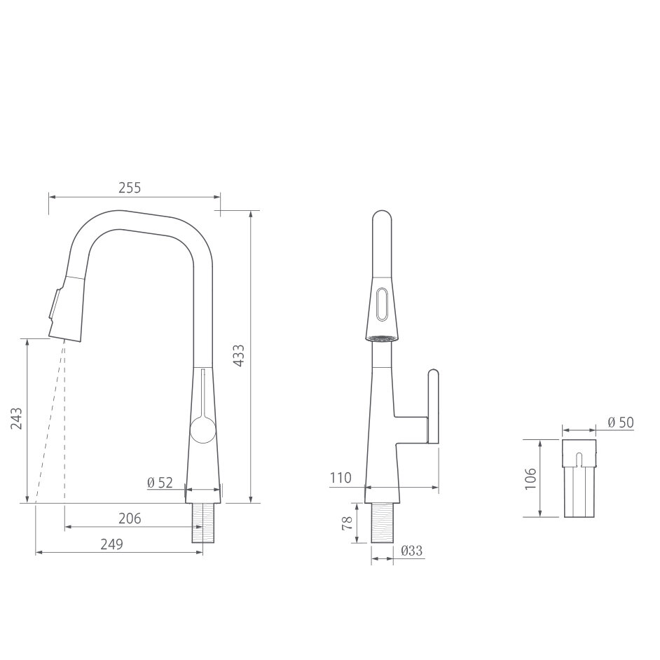 Выдвижной кухонный смеситель Xiaomi Mijia Pull-out kitchen Faucet S1 (MJCLSCFLT01DB) - фотография № 6