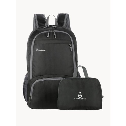 Повседневный городской складной рюкзак для активного отдыха и покупок, лёгкая складная сумка объем 25-30 литров цвет черный