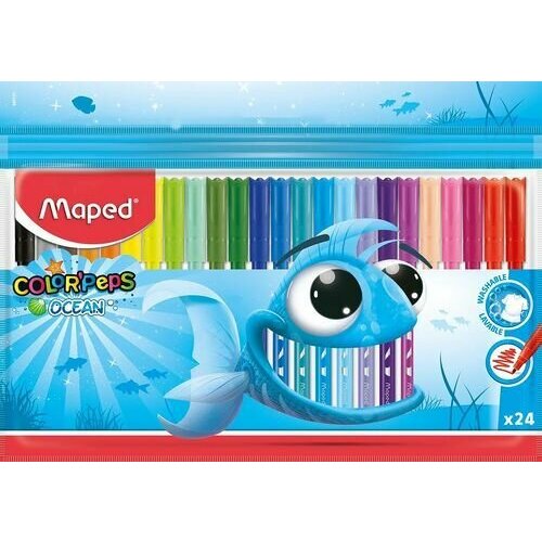 Фломастеры Color'Peps Ocean суперсмываемые, 24 цвета, Арт. 845722