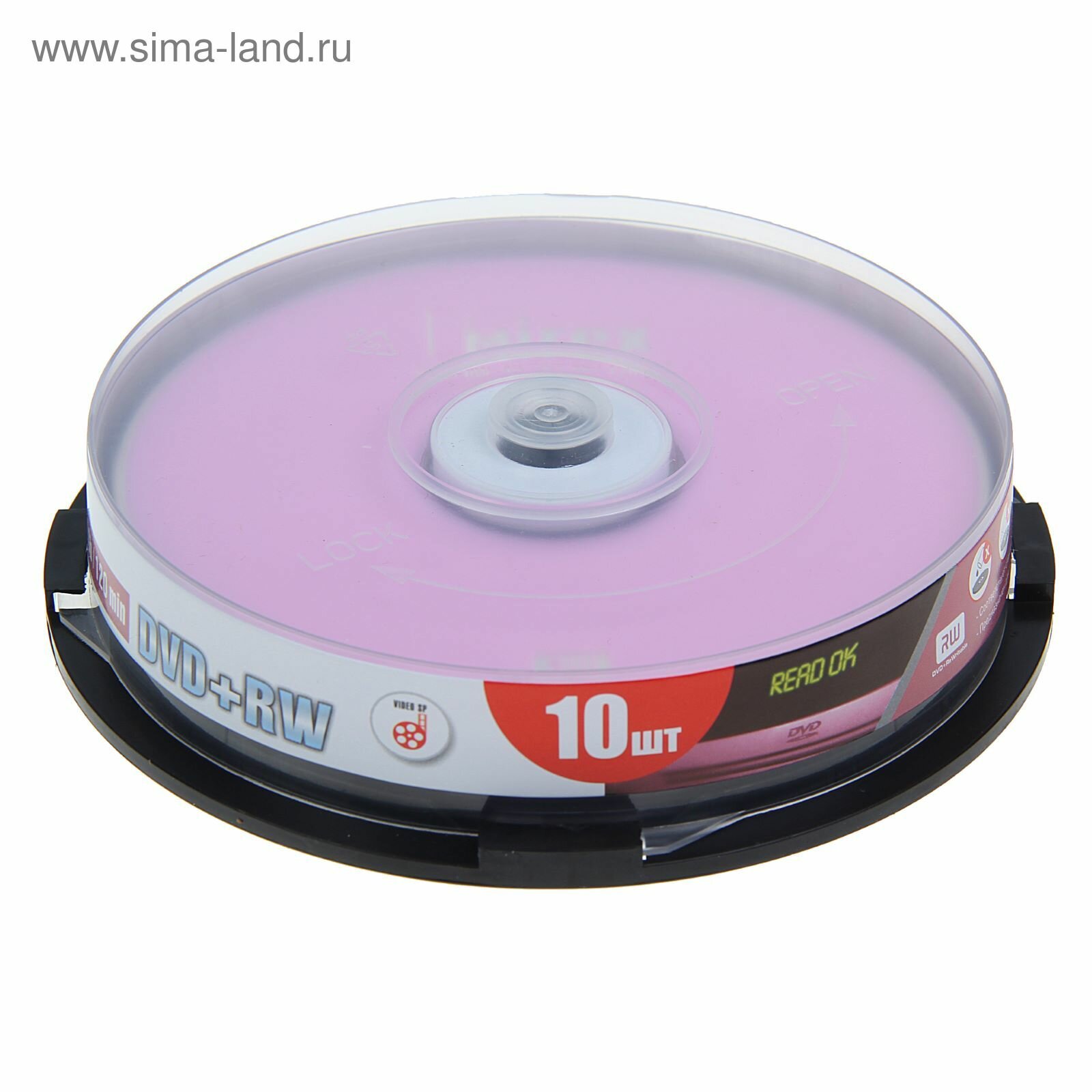 Диск DVD+RW, 4x, 4.7 Гб, Cake Box, 10 шт