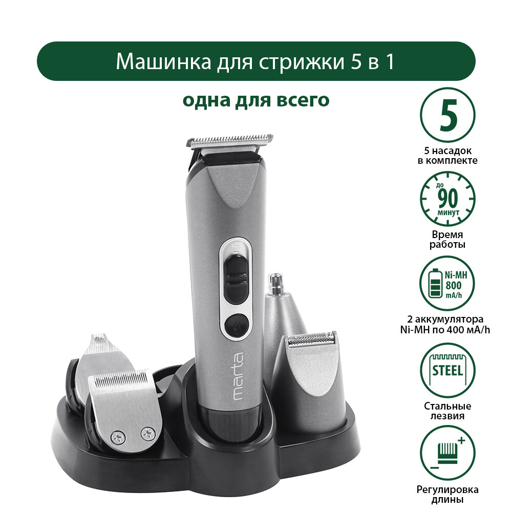 MARTA MT-2225 ночной графит маш. для стрижки 5 в 1