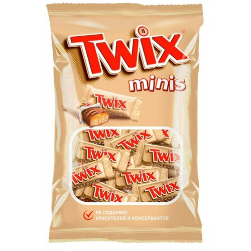 Конфеты TWIX Minis с печеньем и карамелью, покрытые молочным шоколадом, 184 г - 5 упаковок