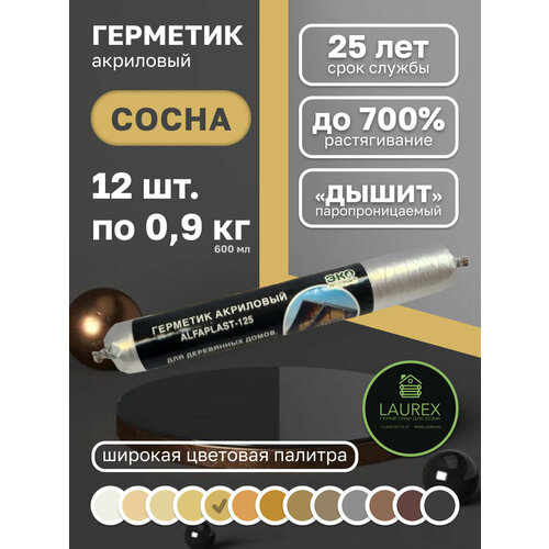 Герметик для дерева Темонтен Alfaplast 125 (тара: файл-пакет 0,9 кг, цвет: сосна)