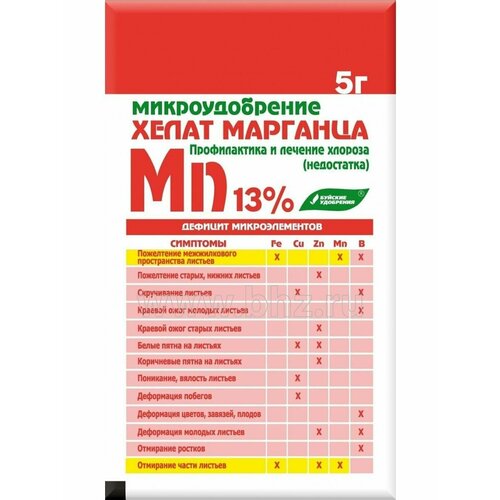 Микроудобрение Хелат Марганца 5г. 1 шт микроудобрение хелат марганца 5 г 3 шт