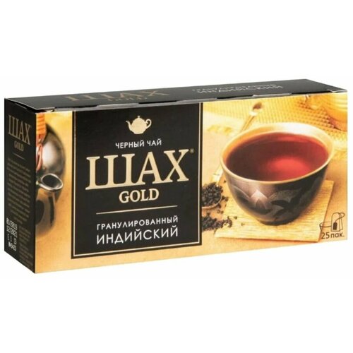 Черный чай гранулированный Шах голд 25 пакетиков, 1 упаковка