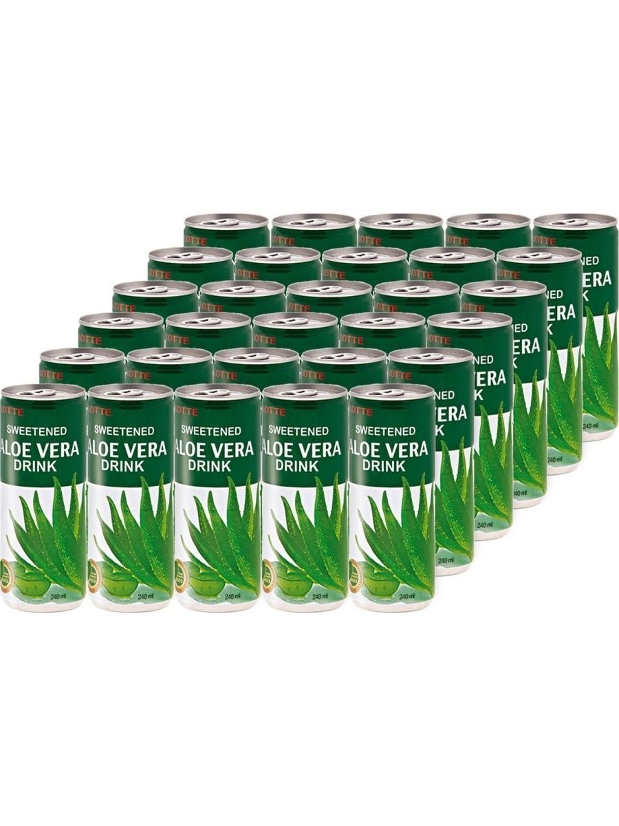 Напиток сокосодержащий Lotte Aloe Vera Drink с мякотью Алоэ, с Оригинальным вкусом Алоэ / 30 банок по 240 мл.