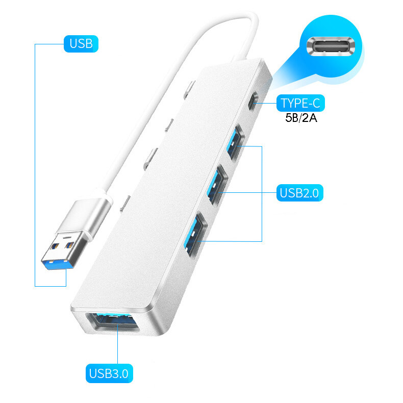 USB разветвитель концентратор HUB (4*USB +Type-C)