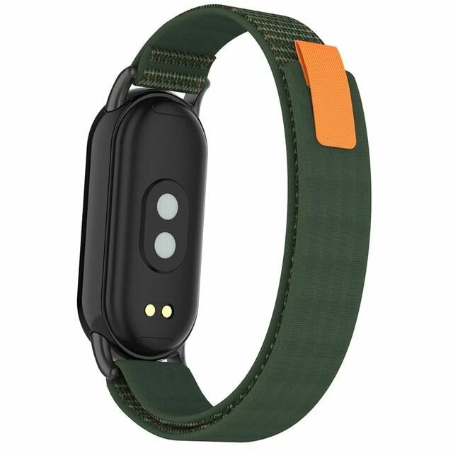 Ремешок для Xiaomi Smart Band 8 и 9, зеленый, нейлоновый , на липучке