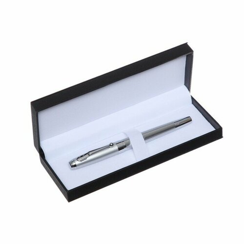 Ручка подарочная роллер, в кожзам футляре, корпус серебро