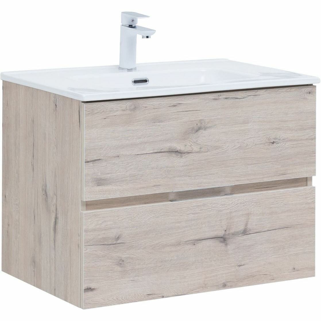 Тумба с раковиной Aquanet (Акванет) Алвита New 70 2 ящика дуб веллингтон белый 00303910