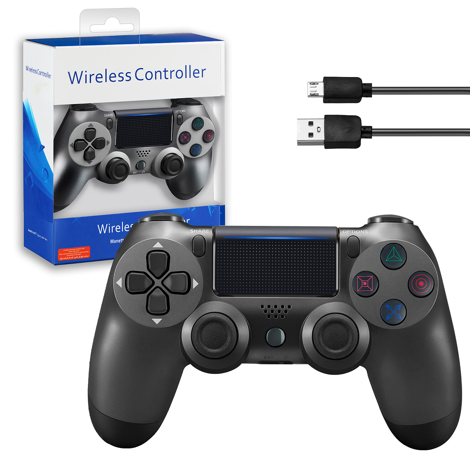Беспроводной Bluetooth геймпад для PlayStation 4. Джойстик совместимый с PS4, PC и Mac, устройства Apple, устройства Android, серый