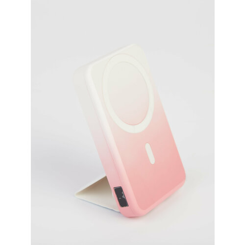 Power Bank 10000 maH Пауэрбанк беспроводной магнитный бело-розовый 334300₽