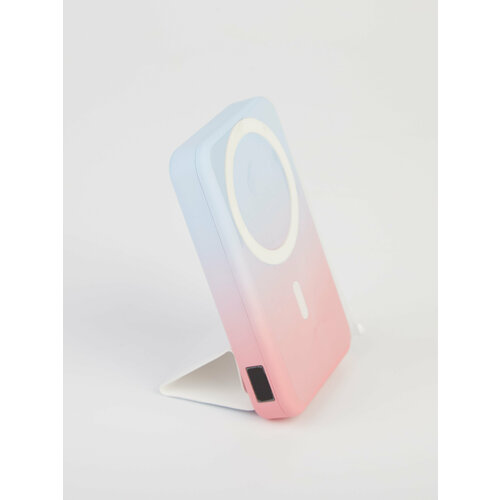 Power Bank 10000 maH Пауэрбанк беспроводной магнитный розово-голубой 334300₽