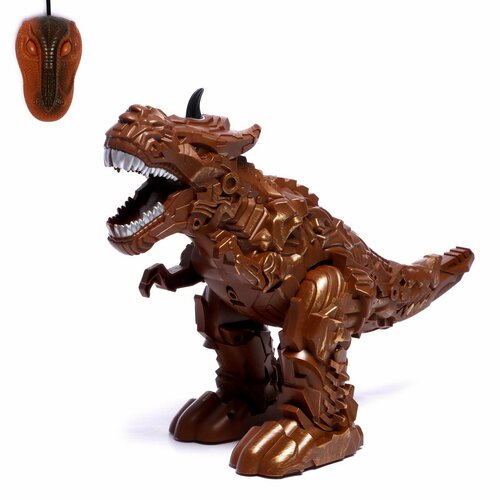 Динозавр-робот радиоуправляемый «Рекс», эффект дыма, свет и звук, цвет коричневый динозавр робот радиоуправляемый рекс эффект дыма свет и звук цвет коричневый