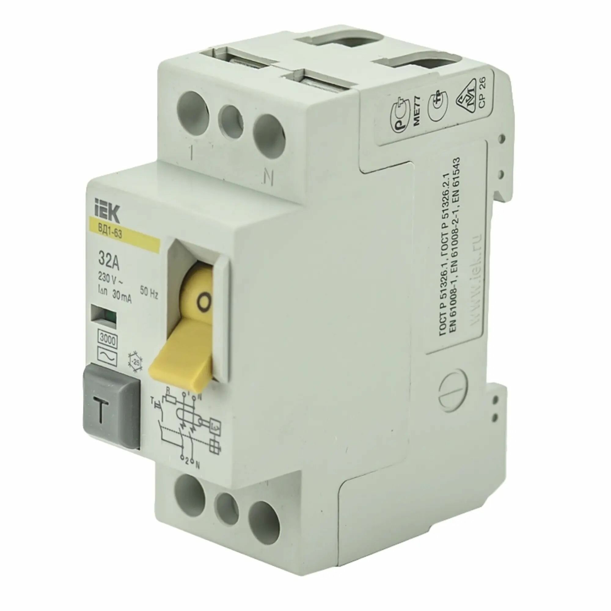 фото УЗО ВД1-63 IEK, 2 полюса, 32 А
