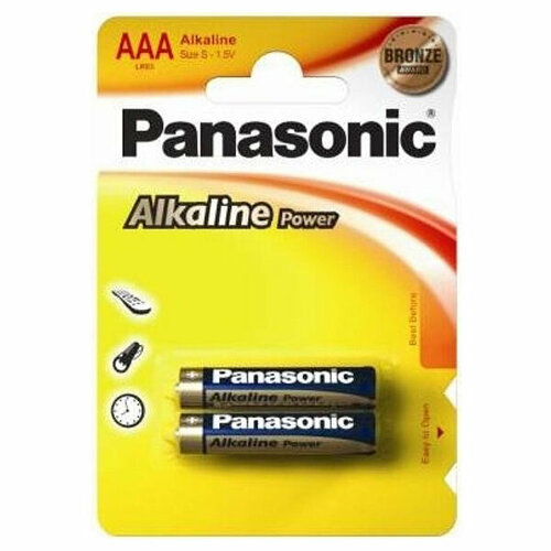 Батарейки алкалиновые Panasonic Alkaline Power AAA LR03 1,5В 2шт щелочные батарейки alkaline power c lr14reb 2bp