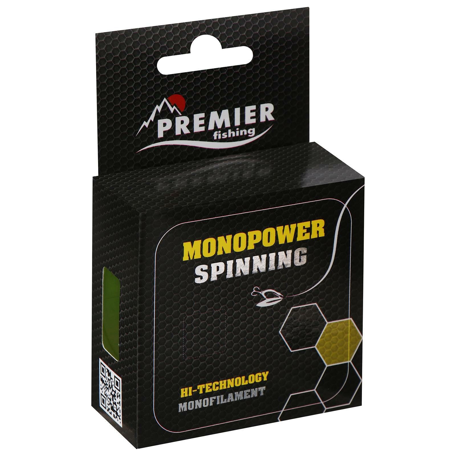 Леска Preмier fishing MONOPOWER Spinning, диаметр 0.16 мм, тест 2.8 кг, 100 м, флуоресцентная желтая — фото 4