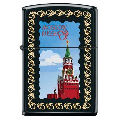 Зажигалка Zippo 218 Бензиновая Moscow Kremlin framed Black Matte