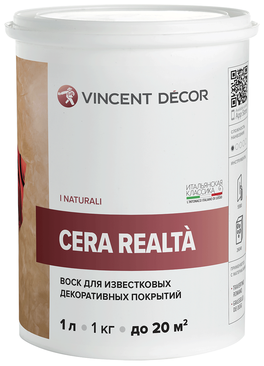 Воск для известковых декоративных покрытий Vincent Decor Cera Realta / Винсент Декор Чера Реальта на основе пчелиного воска