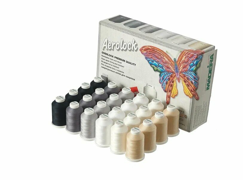 Набор ниток 9119B Madeira Aerolock Miniking Box, 24×2000 м. — фото 1