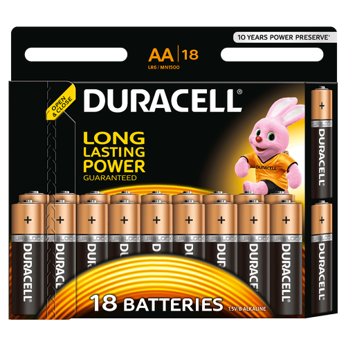 Батарейки алкалиновые Duracell Basic AA LR6 MN1500 18шт Duracell 1443-02 батарейка aa щелочная duracell lr6 20 10 2 bl basic отрывные