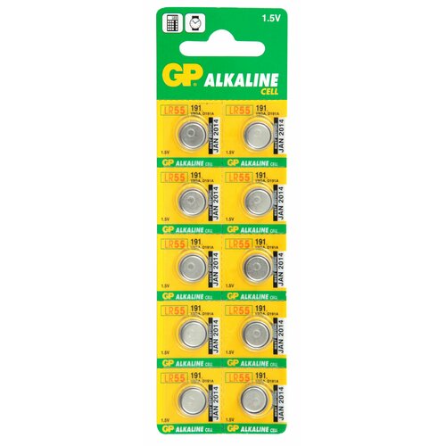 Батарейка алкалиновая GP 191-C10 Alkaline cell 191 AG8 LR1120 1,5В дисковая 10шт