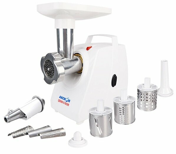 Мясорубка аксион М34.02 белый (овощерезка + соковыж)