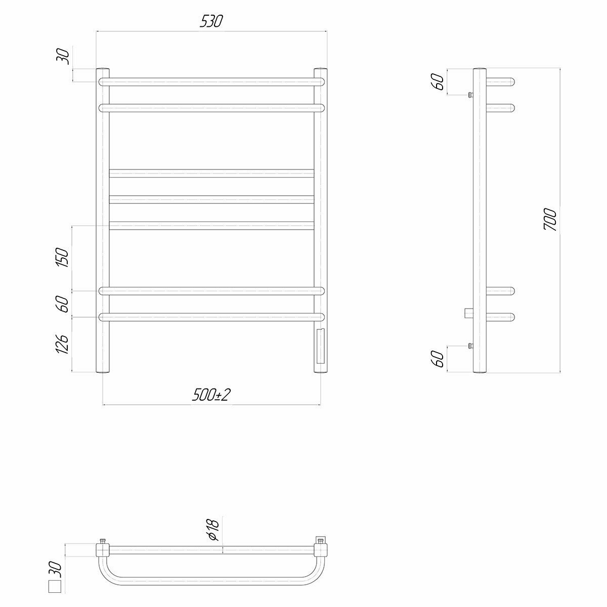 Полотенцесушитель электрический Lemark Linara П7 50x70, хром - фото №4