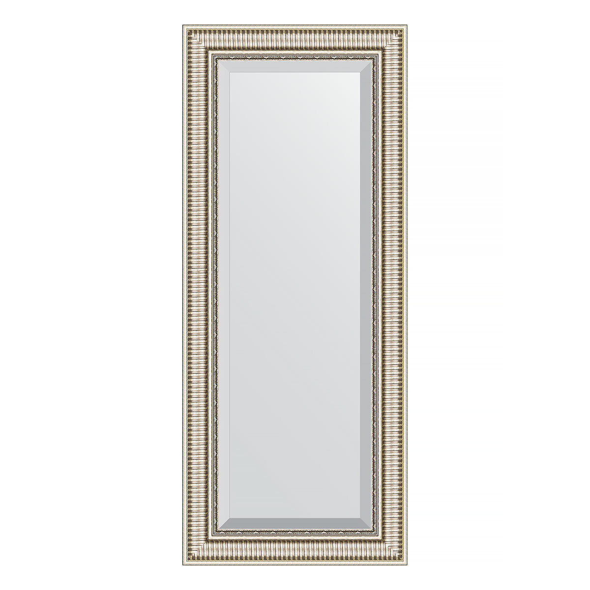 Зеркало настенное с фацетом EVOFORM в багетной раме серебряный акведук, 57х137 см, для гостиной, прихожей, спальни и ванной комнаты, BY 1258