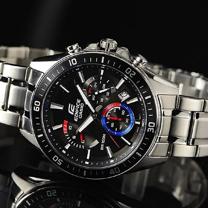 Наручные часы CASIO Edifice, серебряный, черный — фото 1