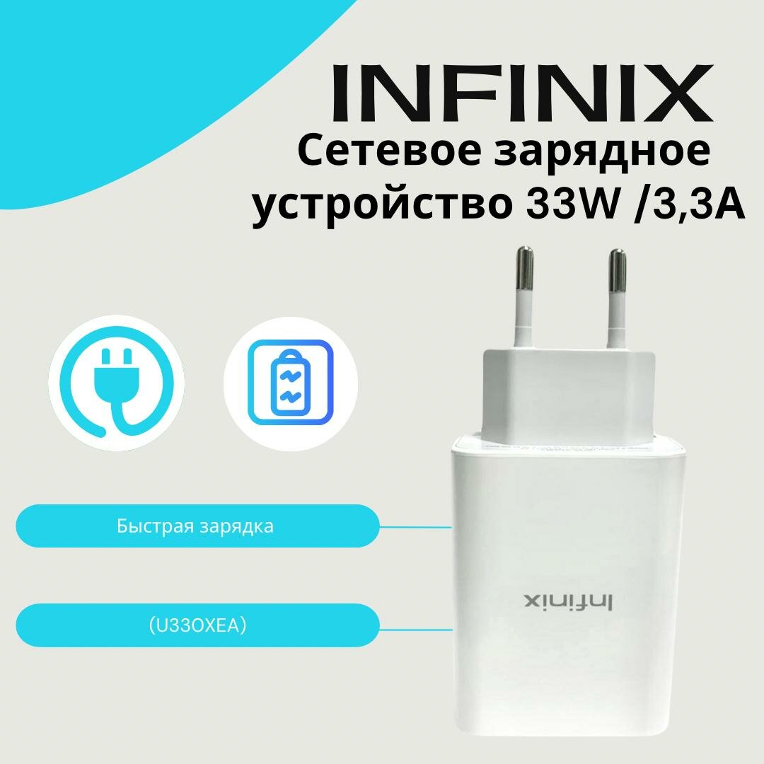 Сетевое зарядное устройство для Infinix 33W (U330XEA) с USB входом /Быстрая зарядка для Infinix