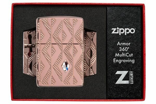 Зажигалка бензиновая Zippo 49702 Armor Geometric Diamond Pattern Design - фотография № 18