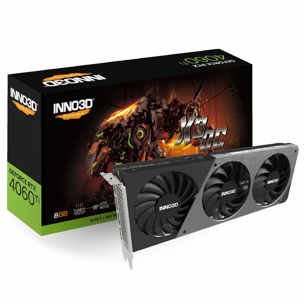 Видеокарта INNO3D RTX4060Ti 8GB X3 OC GDDR6 128-bit DPx3 HDMI 3FAN RTL