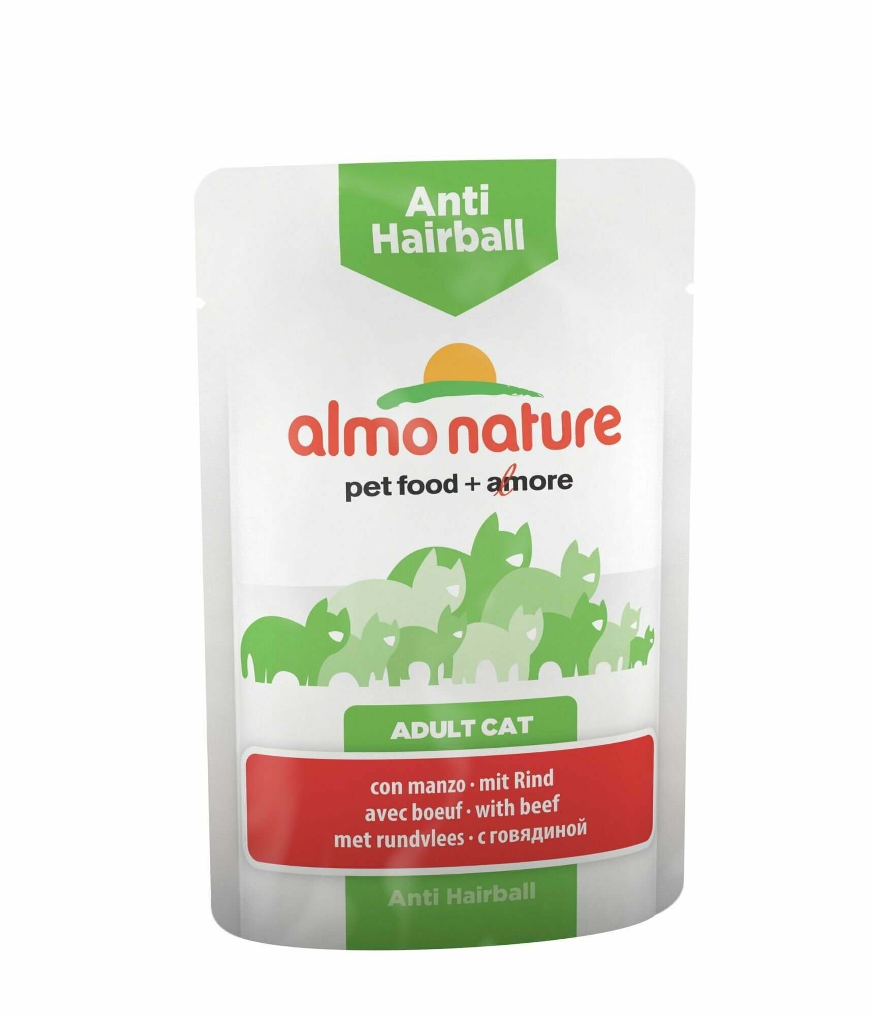 Almo Nature Anti HairBall - Паучи для кошек "Выведение шерсти" с говядиной 70гр pp20340.1 Упаковка 30 шт * 70гр - фотография № 5