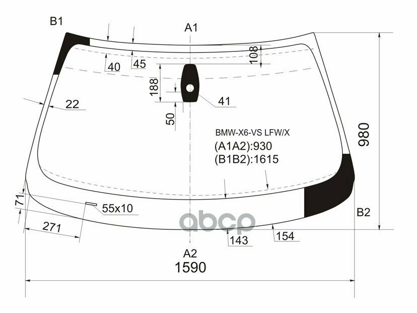 Стекло Лобовое (Датчик Дождя) Bmw X6 08-14 XYG арт. BMW-X6-VS LFW/X