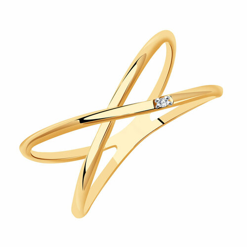 фото Кольцо яхонт золото, 585 проба, фианит, размер 16, бесцветный яхонт ювелирный